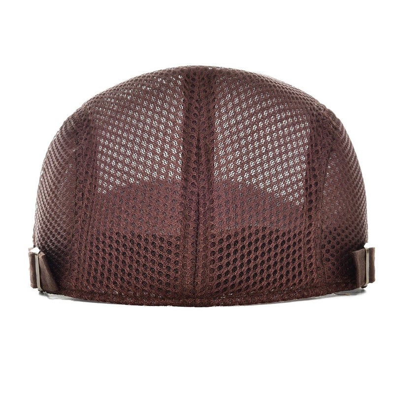 VOBOOM Men Breathable Mesh Summer Hat Adjustable Newsboy Beret Ivy Cabbie Flat Cap (Coffee) - Image 4